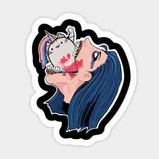 Creepy and cute woman Sticker